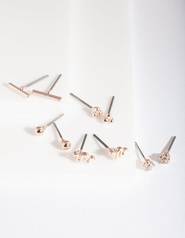 Rose Gold Snake Mix Earring 5 Pack