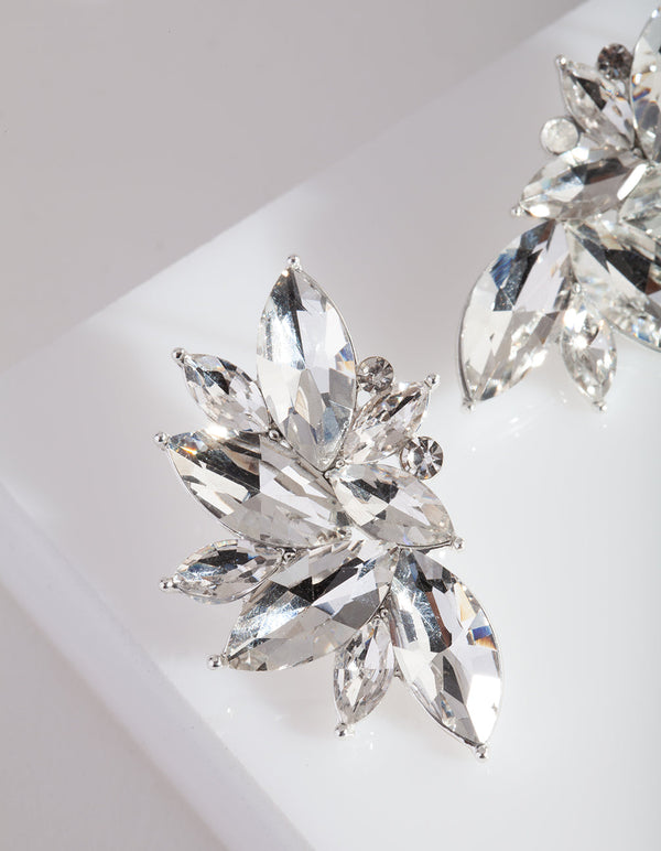 Diamante Fan Stud Earrings