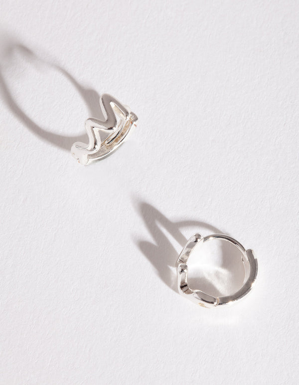 Silver Zig Zag Huggie Earrings