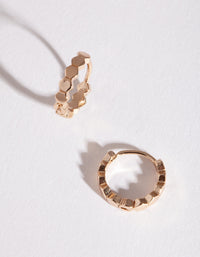 Gold Beehive Huggie Earrings - link has visual effect only