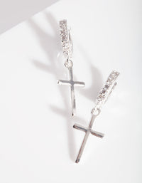 Silver Cross Huggie Earrings - link has visual effect only