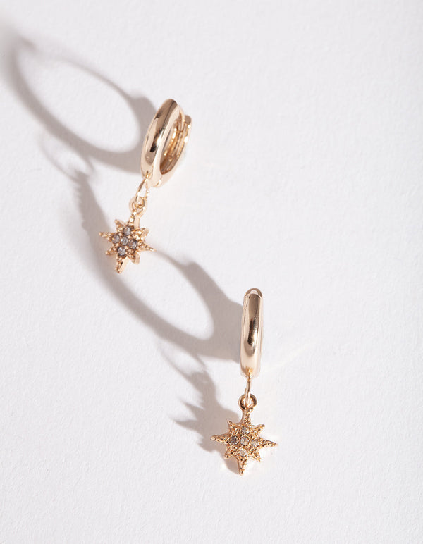 Star and Diamante Huggie Earrings