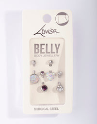 Rhodium Mermaid Diamante Belly Bar 4 Pack - link has visual effect only