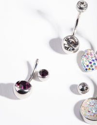 Rhodium Mermaid Diamante Belly Bar 4 Pack - link has visual effect only