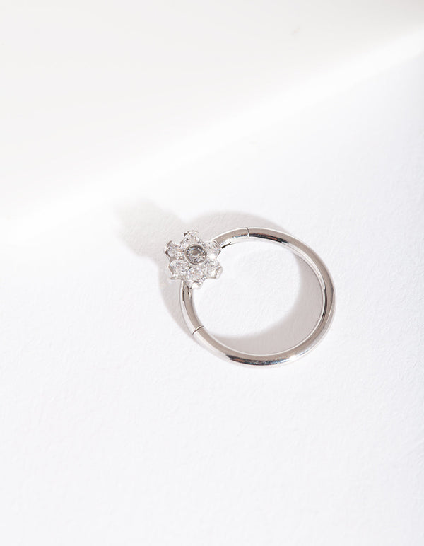 Silver Flower Clicker Earring