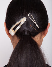 Mix &amp; Match Pearl and Diamante Clip 4 Pack - link has visual effect only