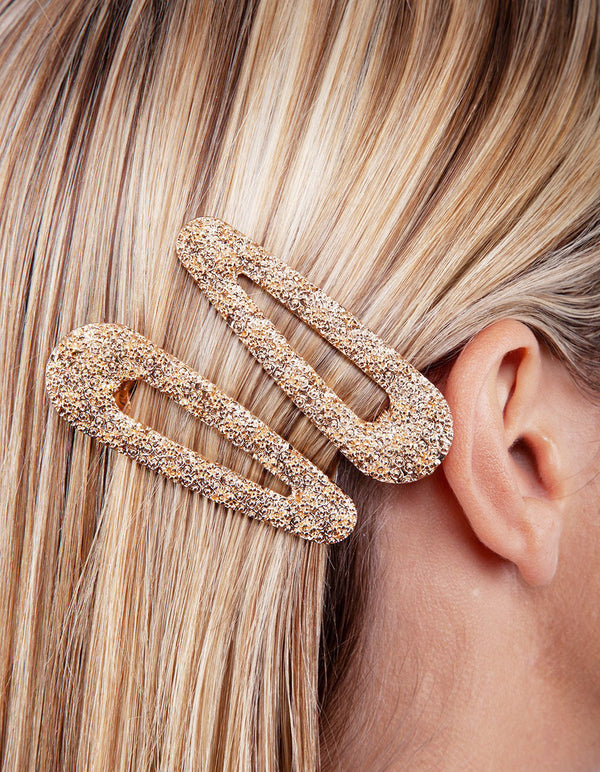 Textured Gold Hair Clip 2 Pack