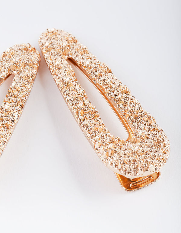 Textured Gold Hair Clip 2 Pack