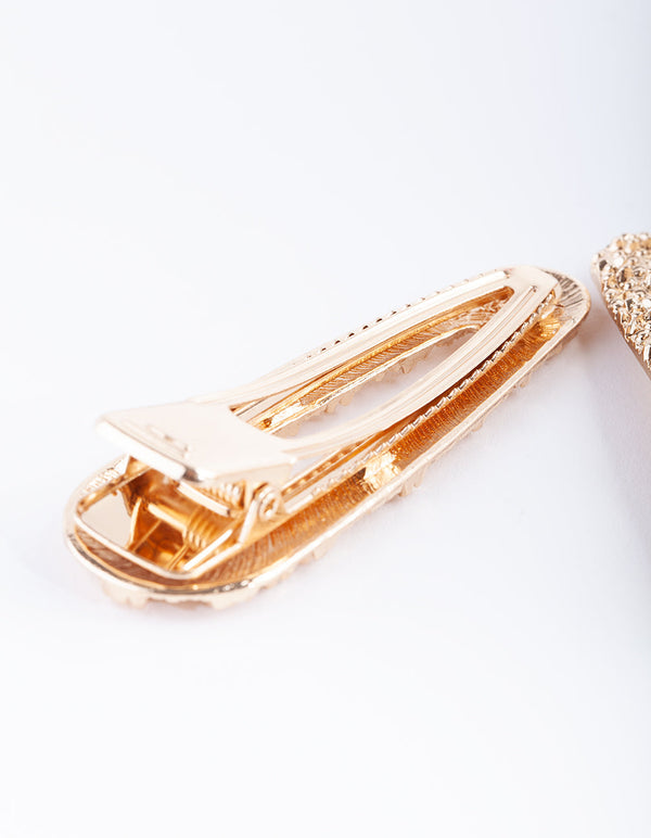Textured Gold Hair Clip 2 Pack
