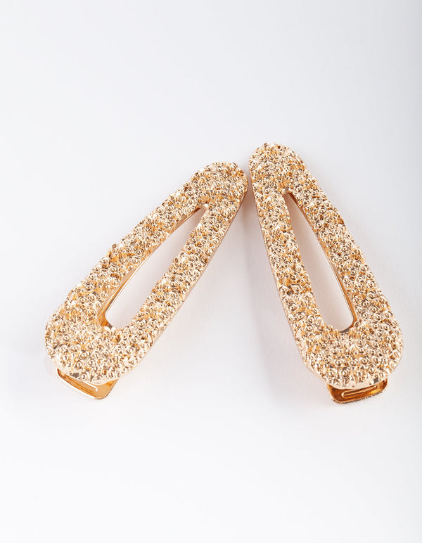 Textured Gold Hair Clip 2 Pack
