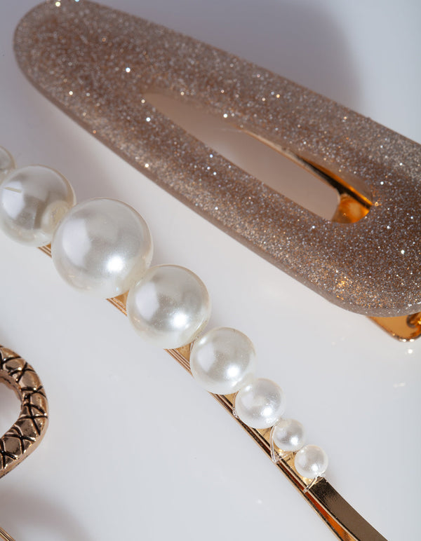Pearl and Snake Hair Clip 3 Pack