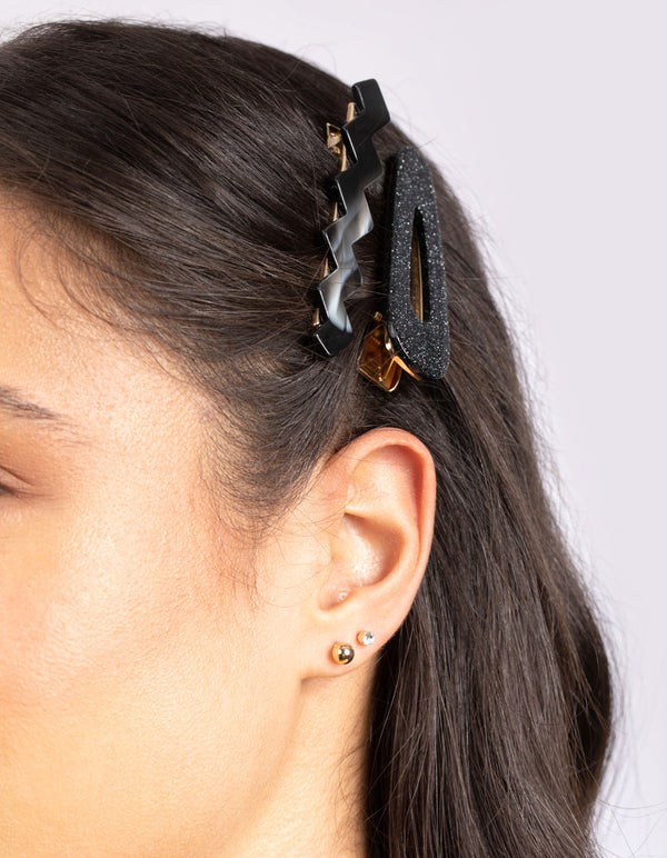 Mix & Match Black Acrylic Clip 4 Pack