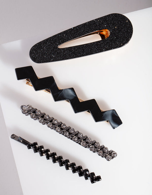 Mix & Match Black Acrylic Clip 4 Pack