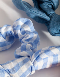 Kids BLue Pink Check Scrunchie Pack - link has visual effect only
