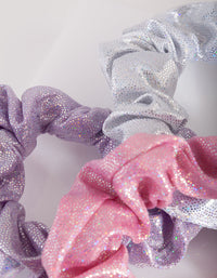 Kids Pink Purple Holographic Scrunchie Trio - link has visual effect only