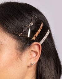 Rose Gold Diamante Bow Hair Clip Pack - link has visual effect only