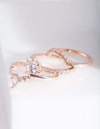 Rose Gold Cubic Zirconia Engagement Stack - link has visual effect only