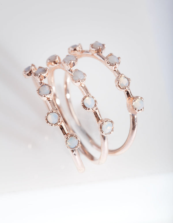 Ringstapel met synthetisch opaalpatroon in roségoud