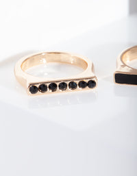 Black Enamel Gold Rings 3 Pack - link has visual effect only