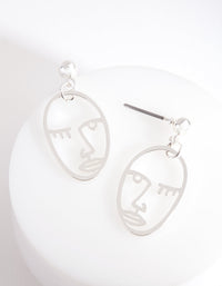 Silver Surreal Face Drop Earrings - link has visual effect only