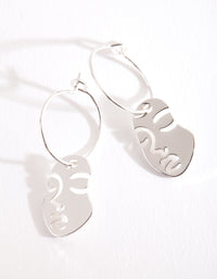 Silver Small Surreal Face Charm Earrings - link has visual effect only