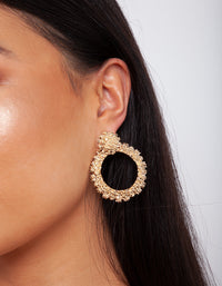 Gold Texture Loop Drop Earrings - link has visual effect only