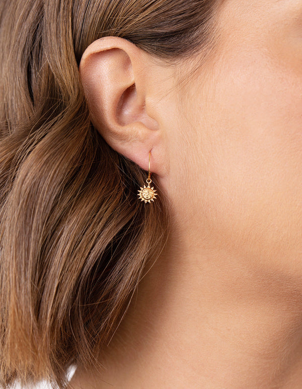 Gold Plated Sterling Silver Sun Hoop Earrings