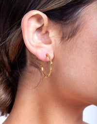 Gold Plated Sterling Silver Bamboo Look Hoop Earrings - link has visual effect only