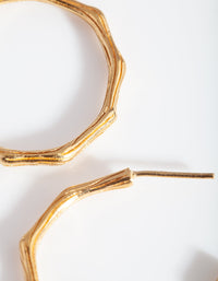 Gold Plated Sterling Silver Bamboo Look Hoop Earrings - link has visual effect only