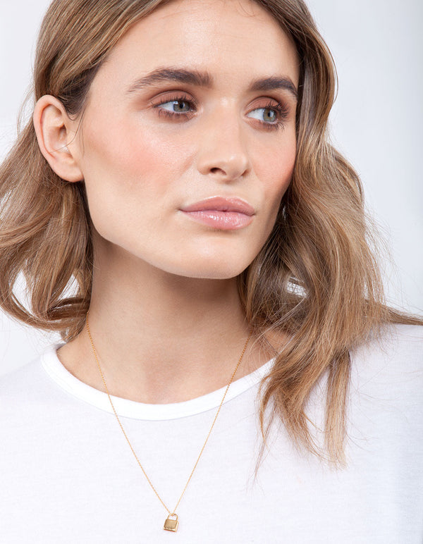Gold Plated Sterling Silver Padlock Necklace