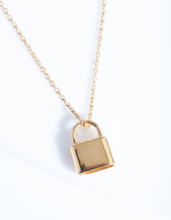 Gold Plated Sterling Silver Padlock Necklace