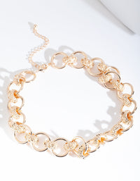 Gold Crater Link Necklace - link has visual effect only