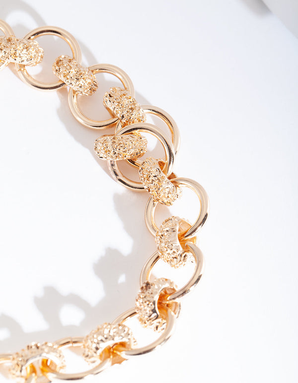 Gold Crater Link Necklace