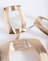 Gouden getextureerde open geometrische oorbellen - link has visual effect only