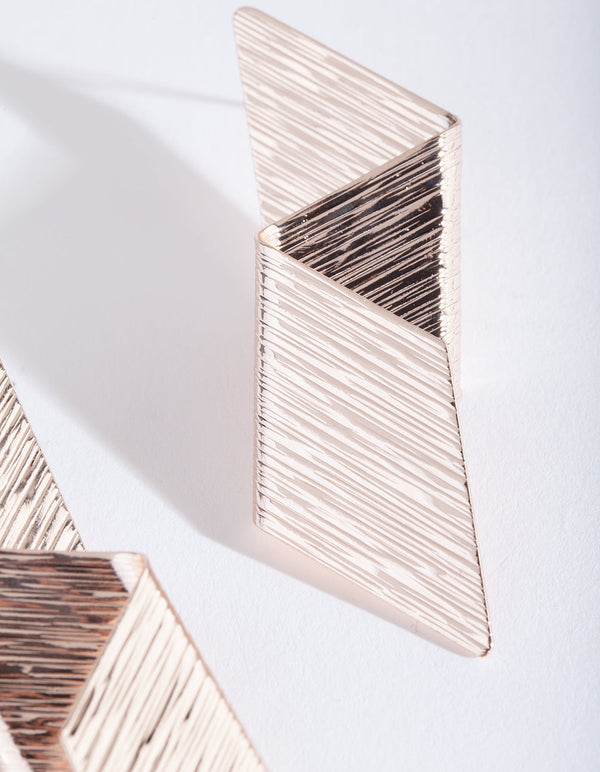 Rose Gold Fold Texture Drop Earrings