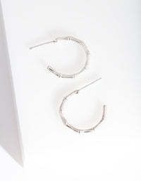 Sterling Silver Fine Bamboo Hoop Earrings - link has visual effect only