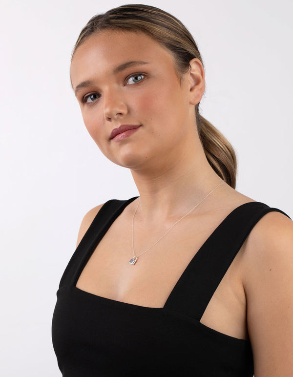 Sterling Silver Padlock Necklace