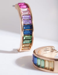 Gouden regenboog edelsteen hoepeloorbellen - link has visual effect only