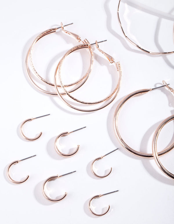 Różowozłote kolczyki Essential Multi Hoop 6 szt.