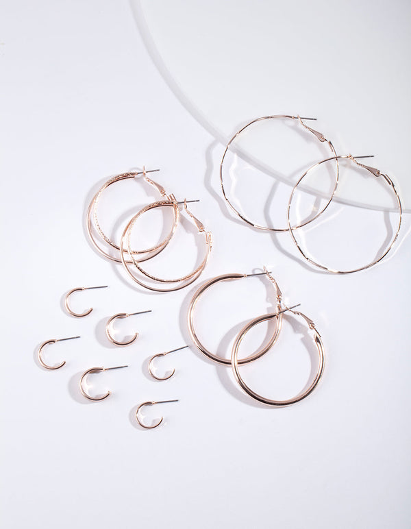 Różowozłote kolczyki Essential Multi Hoop 6 szt.