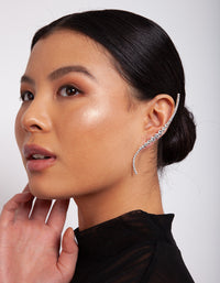 Silver Diamante Curved Bar Earrings - link has visual effect only