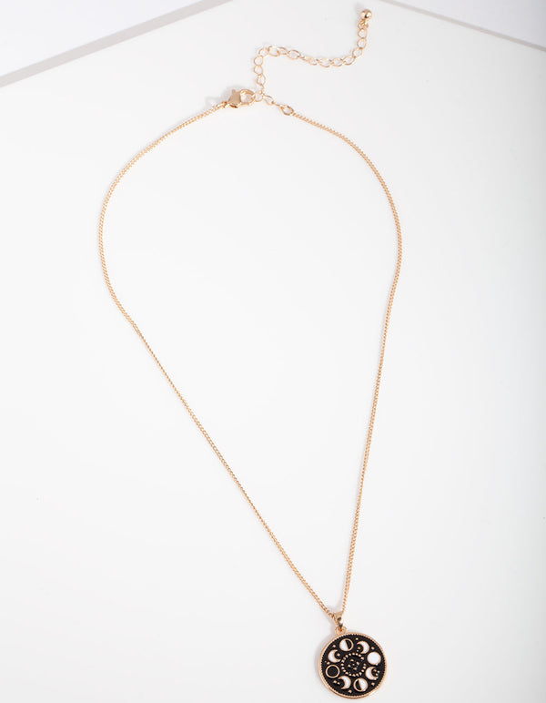 Black Gold Moon Phase Necklace