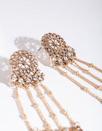 Antique Gold Diamante Drop Earrings - link has visual effect only