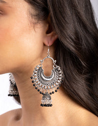 Silver Black Bohemian Beaded Earrings - link has visual effect only