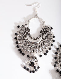 Silver Black Bohemian Beaded Earrings - link has visual effect only
