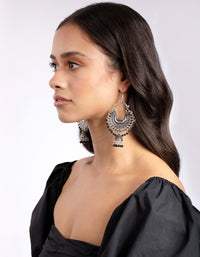 Silver Black Bohemian Beaded Earrings - link has visual effect only