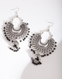 Silver Black Bohemian Beaded Earrings - link has visual effect only