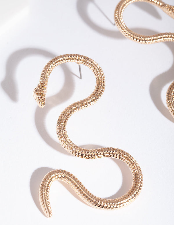 Gold Snake Swirl Earrings