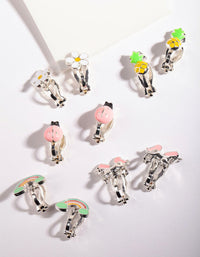 Kids Silver Unicorn Clip On Earring 5 Pack - link has visual effect only