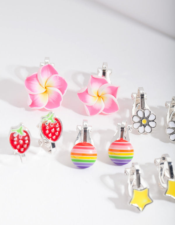 Kids Fruity Flower Clip-On Earring Pack